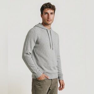 Naadam Cotton Cashmere Waffle Hoodie in Cement - M